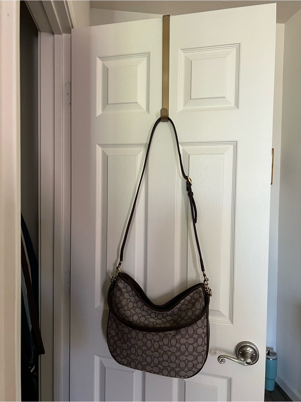 Coach Signature Hobo Bag in Brown and Beige - Picture 4 of 7